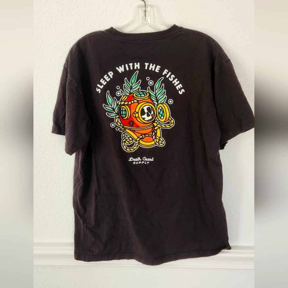 Death Coast Supply Black Graphic Tee‎ Sleep With The Fishes Large